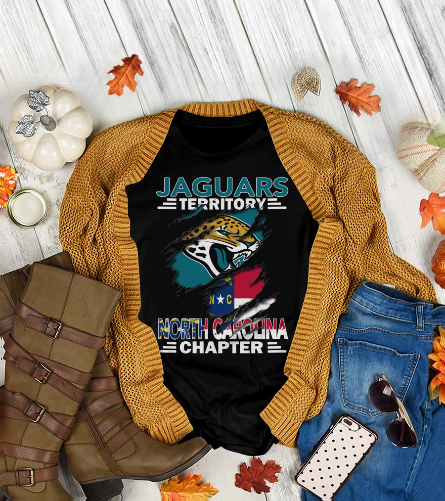 Jaguars Territory North Carolina Chapter Logo and State Flag Fusion T-Shirt