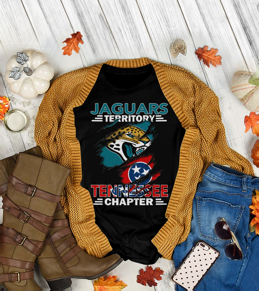 Jaguars Territory Tennessee Chapter Logo with Jaguar and Tennessee Flag T-Shirt