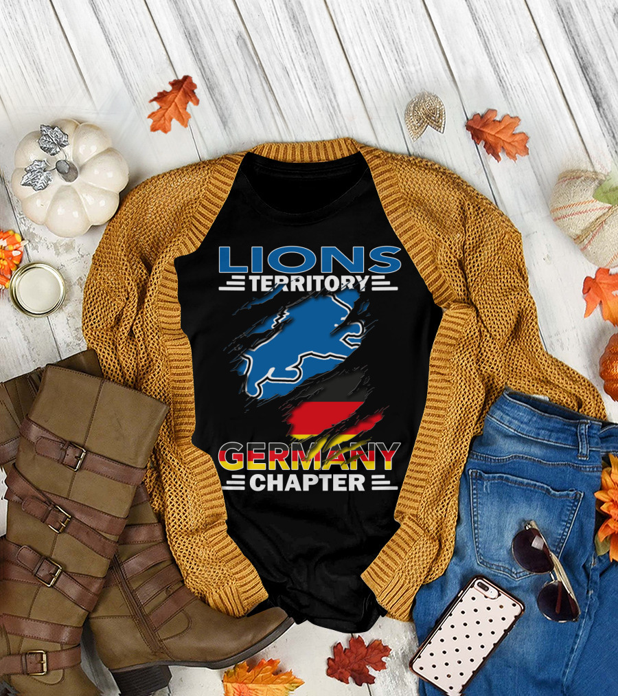 Lions Territory Germany Chapter Blue Lion German Flag Graphics T-Shirt