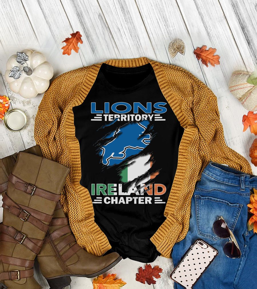 Lions Territory Detroit Ireland Chapter Irish Flag T-Shirt