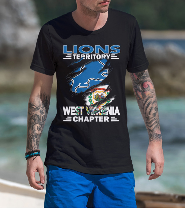 Lions Territory West Virginia Chapter State Emblem Ripped T-Shirt
