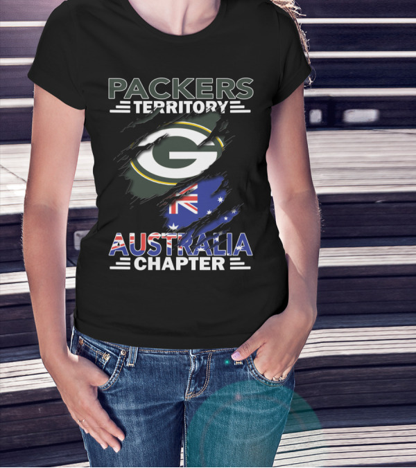 Packers Territory Australia Chapter Green Bay Packers Logo With Australian Flag T-Shirt