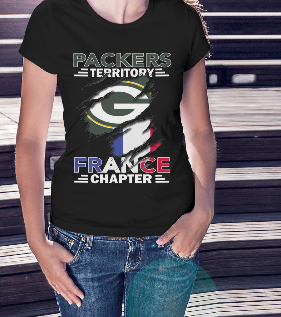 Packers Territory France Chapter Green Bay Logo French Flag T-Shirt
