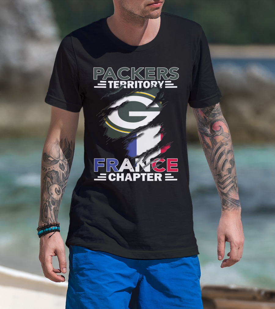 Packers Territory France Chapter Green Bay Logo French Flag T-Shirt