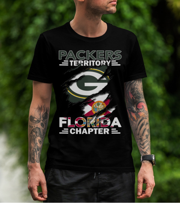 Packers Territory Florida Chapter Green Bay Logo And Florida State Flag T-Shirt