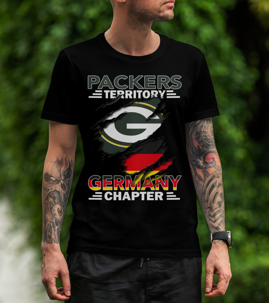 Packers Territory Germany Chapter Green Bay Logo With German Flag T-Shirt