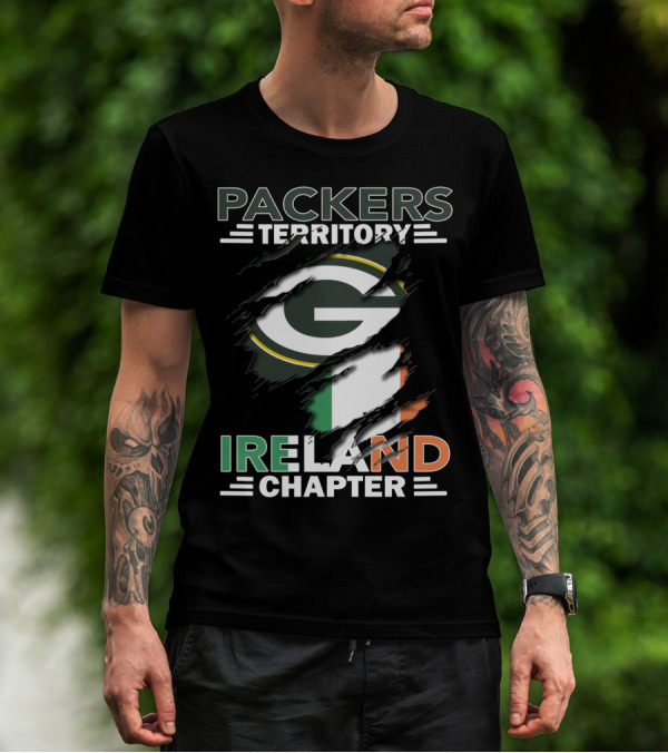 Packers Territory Ireland Chapter Green Bay Logo And Irish Flag T-Shirt