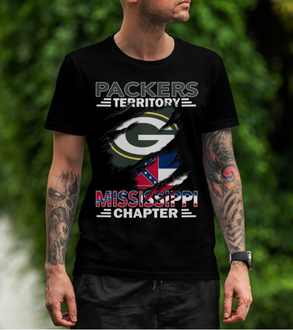 Packers Territory Mississippi Chapter Green Bay Packers Logo And Mississippi Flag Elements T-Shirt