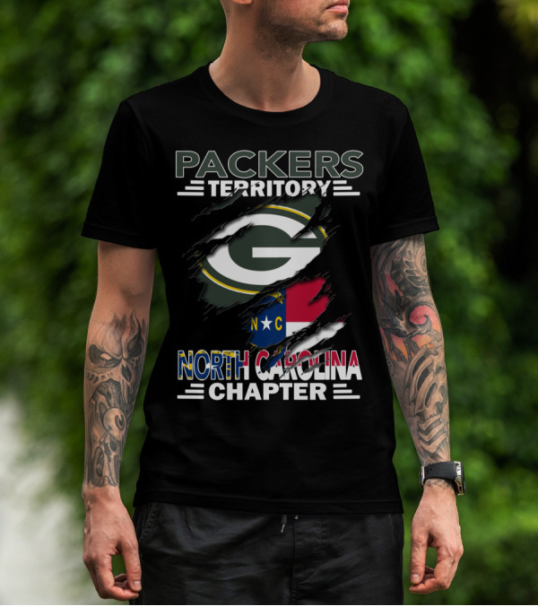 Packers Territory Green Bay Logo North Carolina Chapter NC Flag T-Shirt