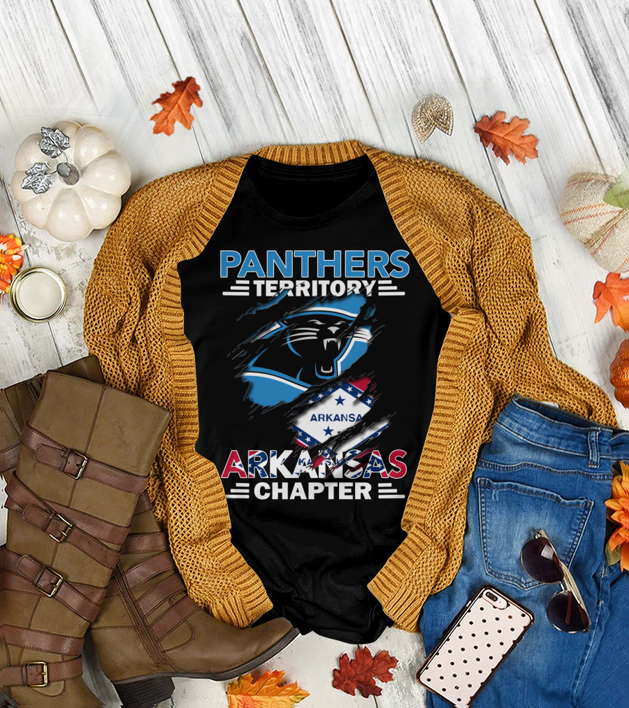 Panthers Territory Arkansas Chapter Logo with Panther and Arkansas Flag Elements T-Shirt