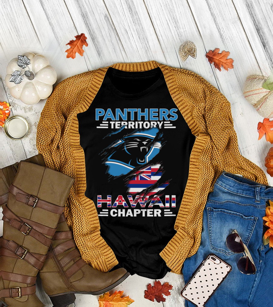 Panthers Territory Hawaii Chapter NFL Team Logo with Hawaiian Flag T-Shirt