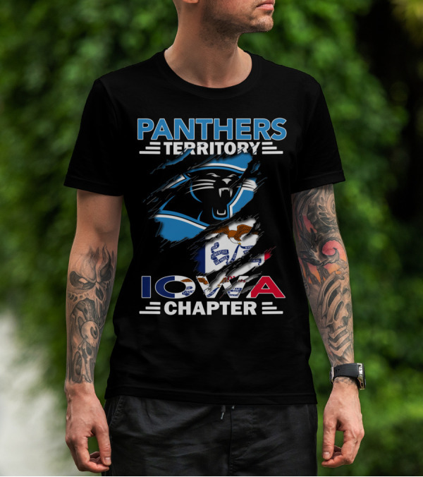 Panthers Territory Iowa Chapter Football Fans USA Flag T-Shirt