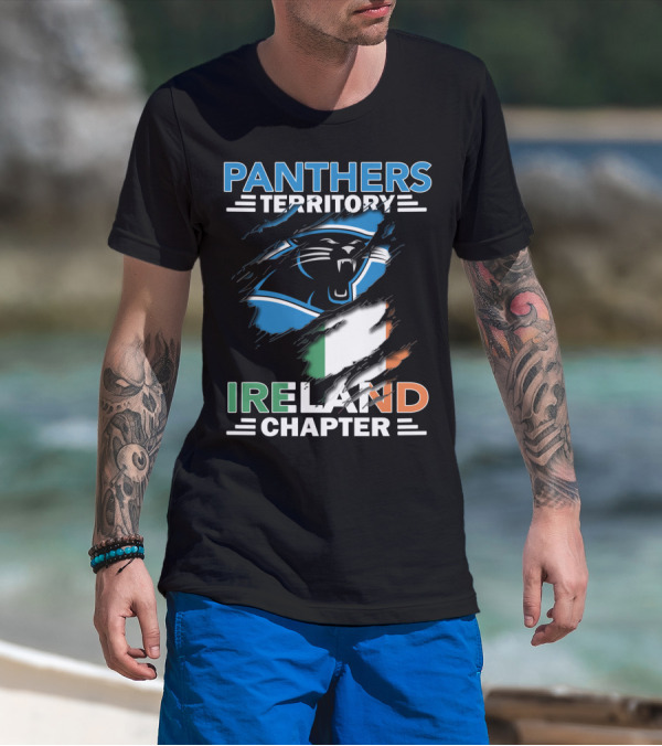 Panthers Territory Ireland Chapter Logo With Irish Flag And Panther Emblem T-Shirt