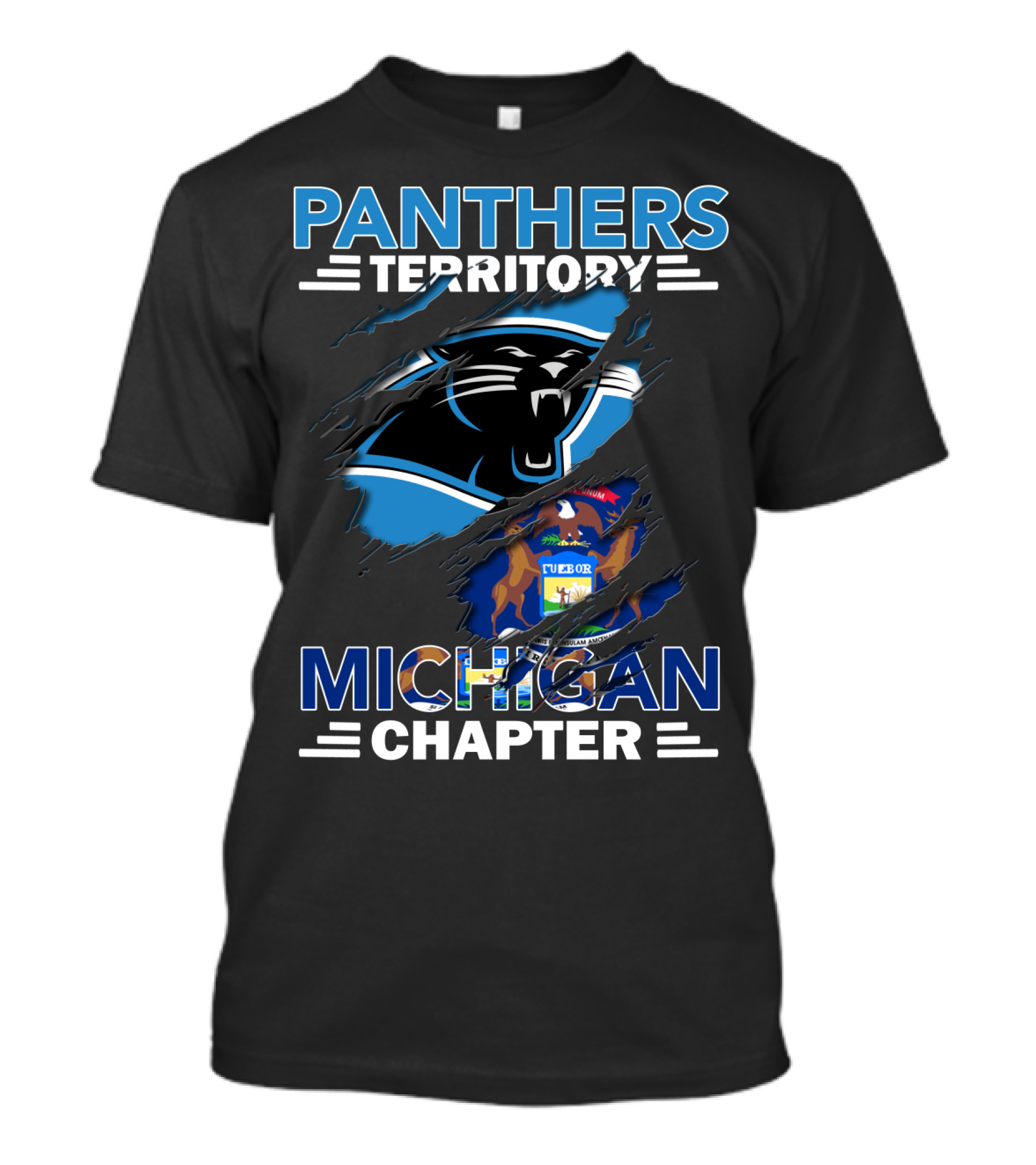 Panthers Territory Michigan Chapter NFL Logo And State Emblem T-Shirt