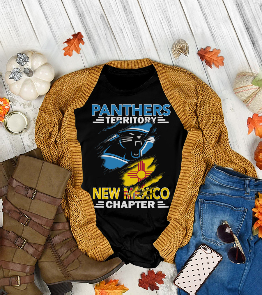 Panthers Territory New Mexico Chapter Zia Symbol Blue Black Panther T-Shirt