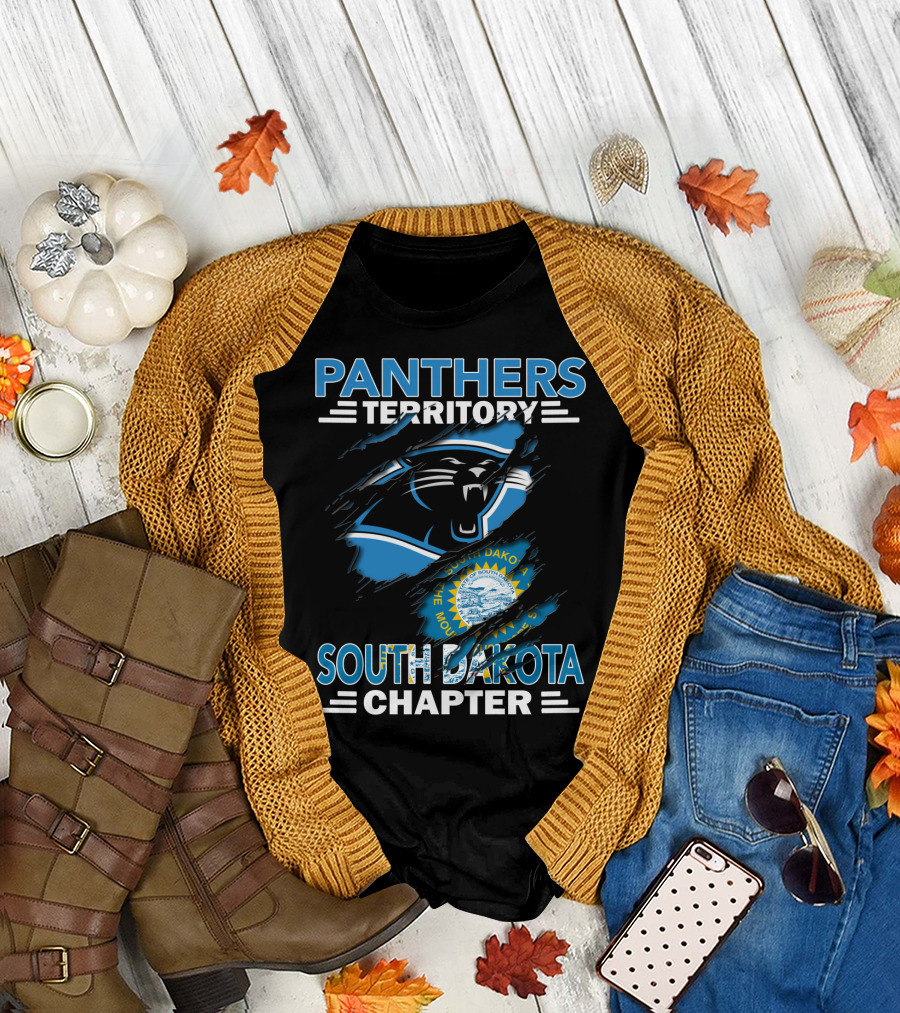 Panthers Territory South Dakota Chapter with Carolina Panthers Logo and South Dakota Seal T-Shirt