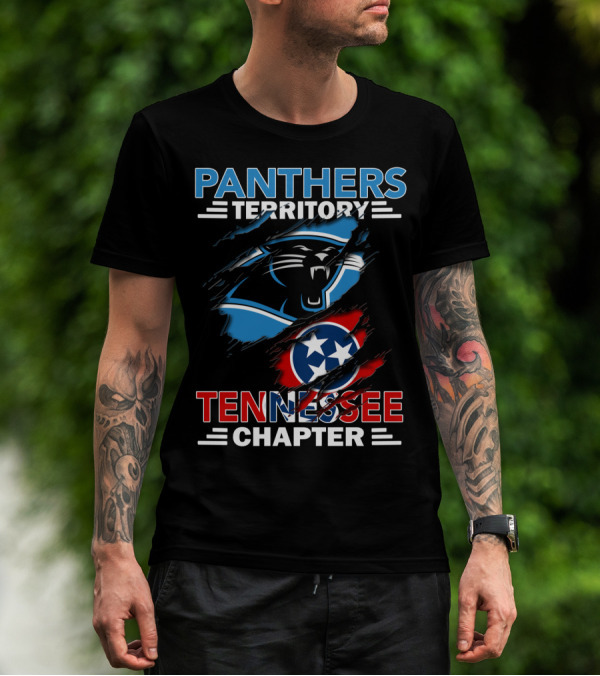 Panthers Territory Tennessee Chapter With Carolina Panthers Logo And Tennessee Flag T-Shirt