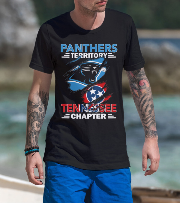 Panthers Territory Tennessee Chapter With Carolina Panthers Logo And Tennessee Flag T-Shirt