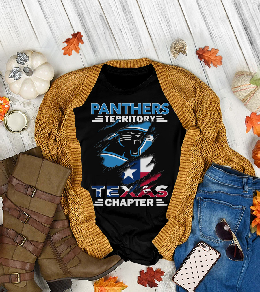 Panthers Territory Texas Chapter Logo with Texas Flag and Panther Emblem T-Shirt
