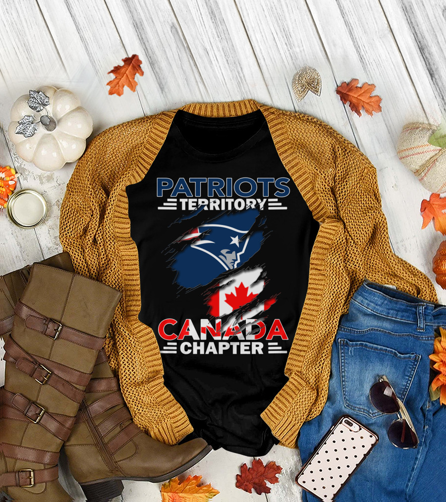 Patriots Territory Canada Chapter Maple Leaf Flag NFL T-Shirt