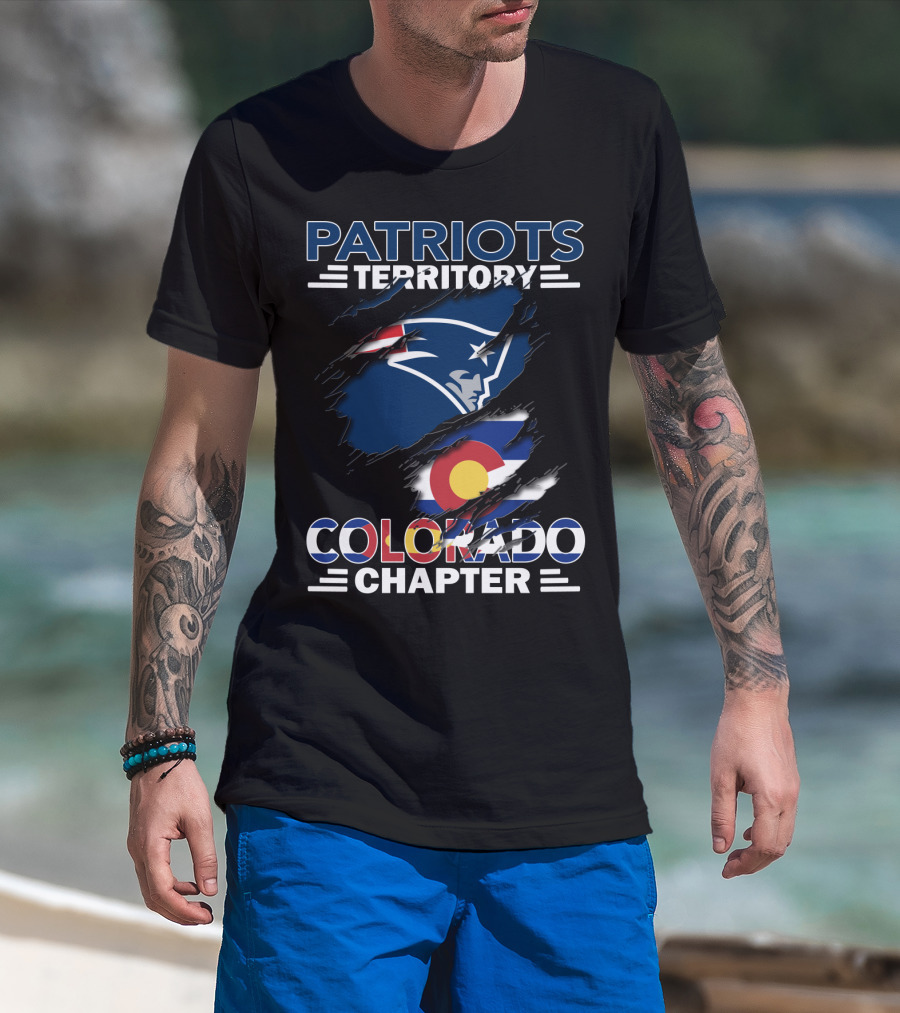 Patriots Territory Colorado Chapter New England Patriots Logo Colorado Flag T-Shirt