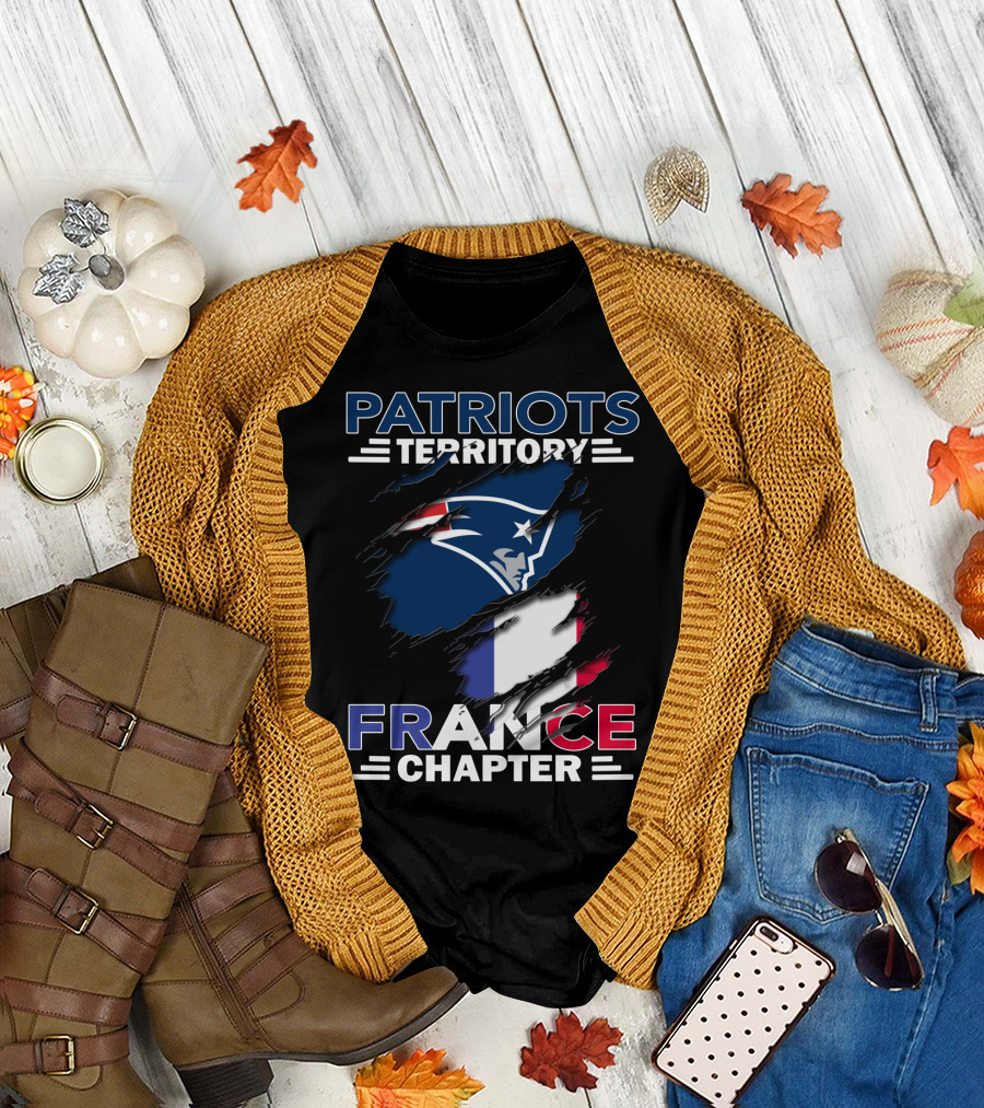 New England Patriots Territory France Chapter Flag T-Shirt