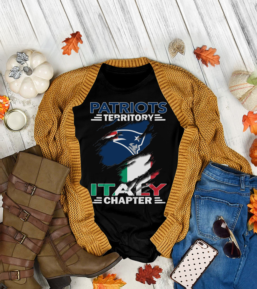 Patriots Territory Italy Chapter New England Logo Italian Flag T-Shirt