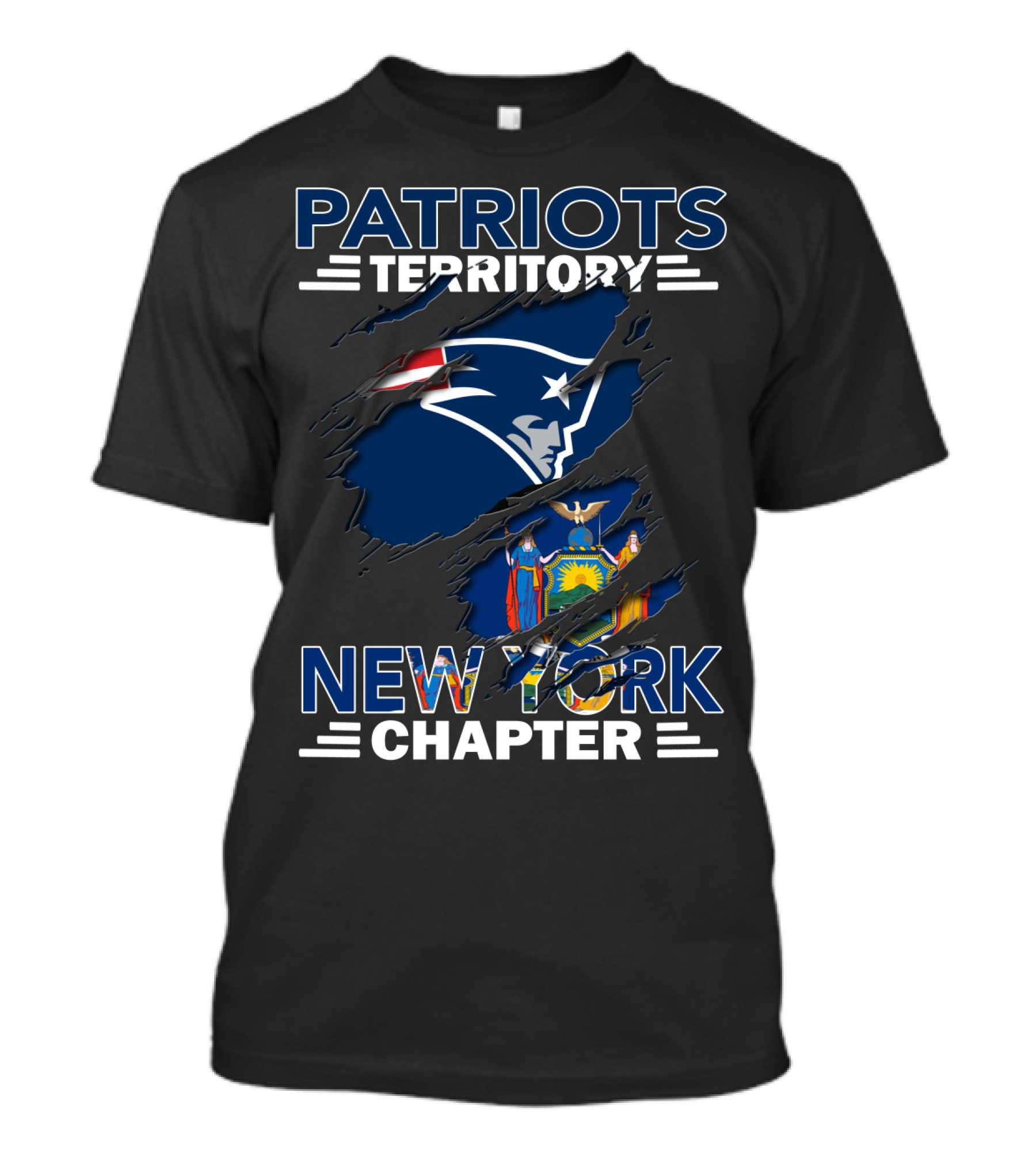 Patriots Territory New York Chapter Flag Inspired Ripped T-Shirt