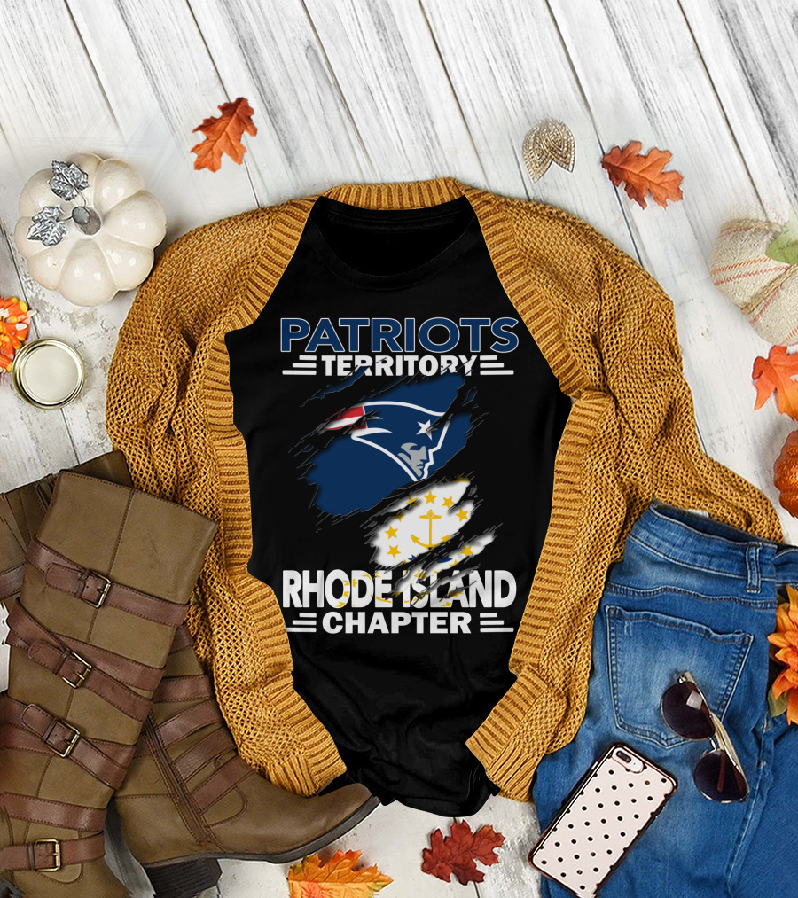 Patriots Territory Rhode Island Chapter Patriots Logo and Rhode Island Flag Elements T-Shirt