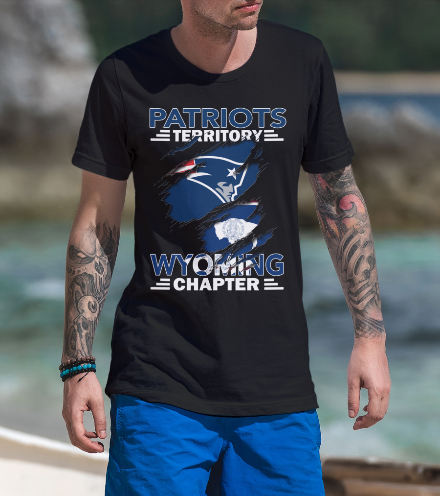 Patriots Territory Wyoming Chapter New England Patriots Logo And Wyoming Flag Elements T-Shirt