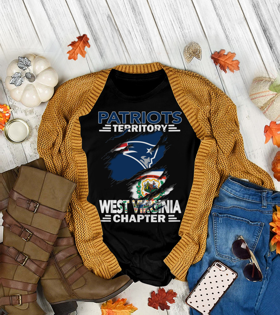 Patriots Territory West Virginia Chapter New England Patriots and West Virginia State Flag T-Shirt