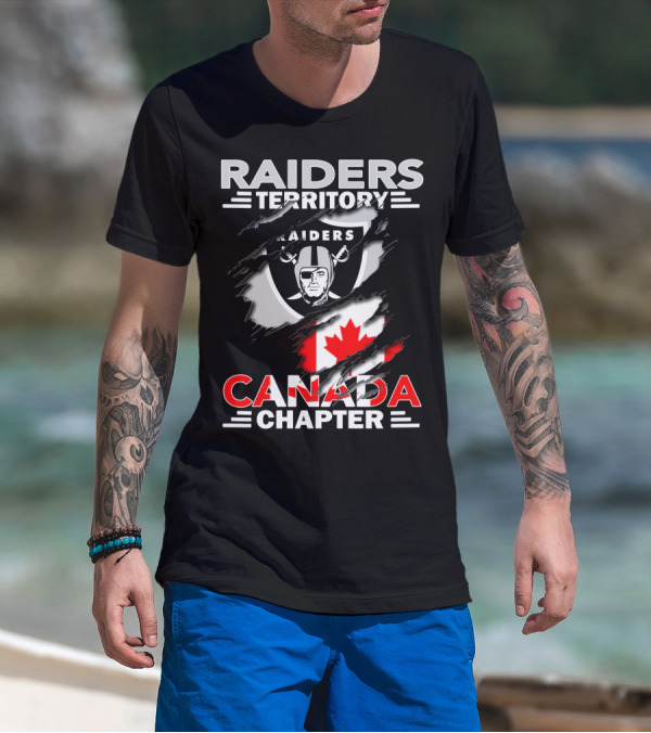 Raiders Territory Canada Chapter Raiders Flag Logo Canadian Flag T-Shirt