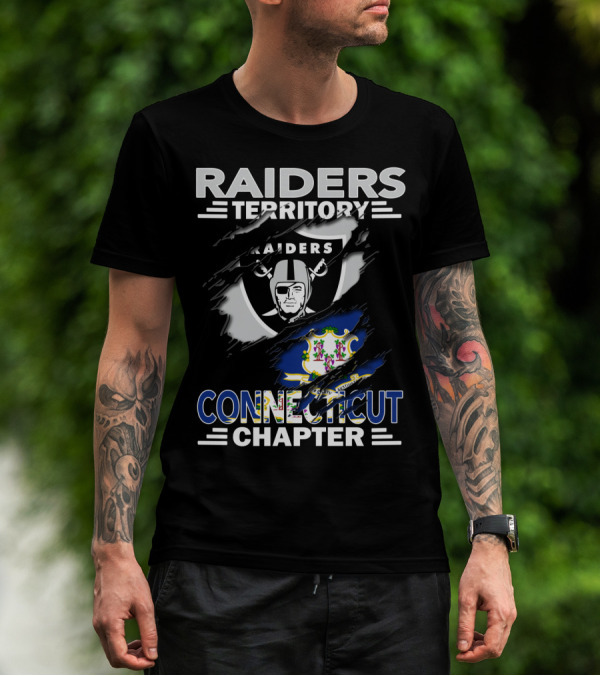Raiders Territory Connecticut Chapter Shield And State Flag Fusion T-Shirt