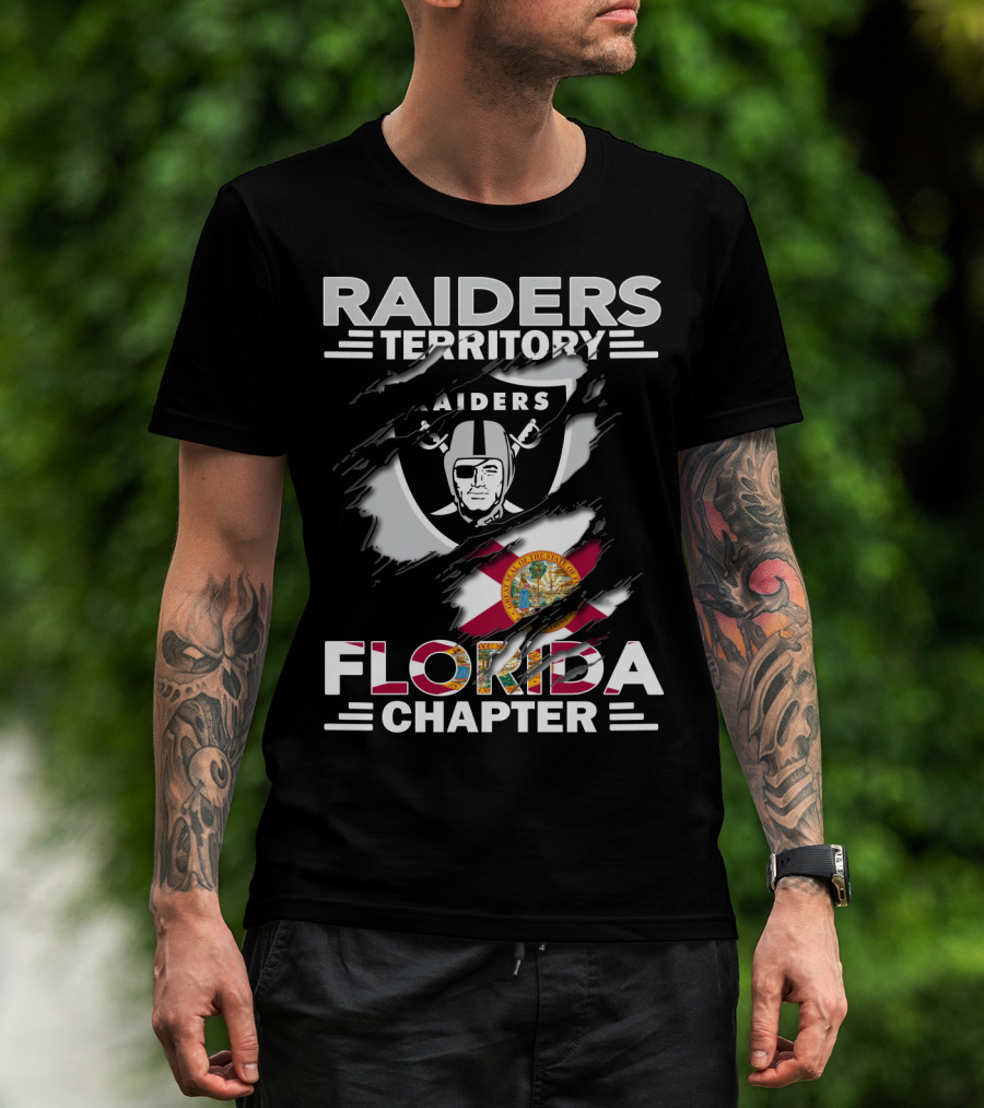 Raiders Territory Florida Chapter NFL Team Supporters Emblem With Florida State Flag T-Shirt