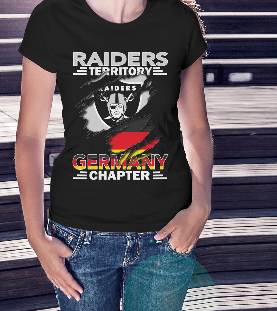 Raiders Territory Germany Chapter Shield With Raiders Logo And National Colors T-Shirt