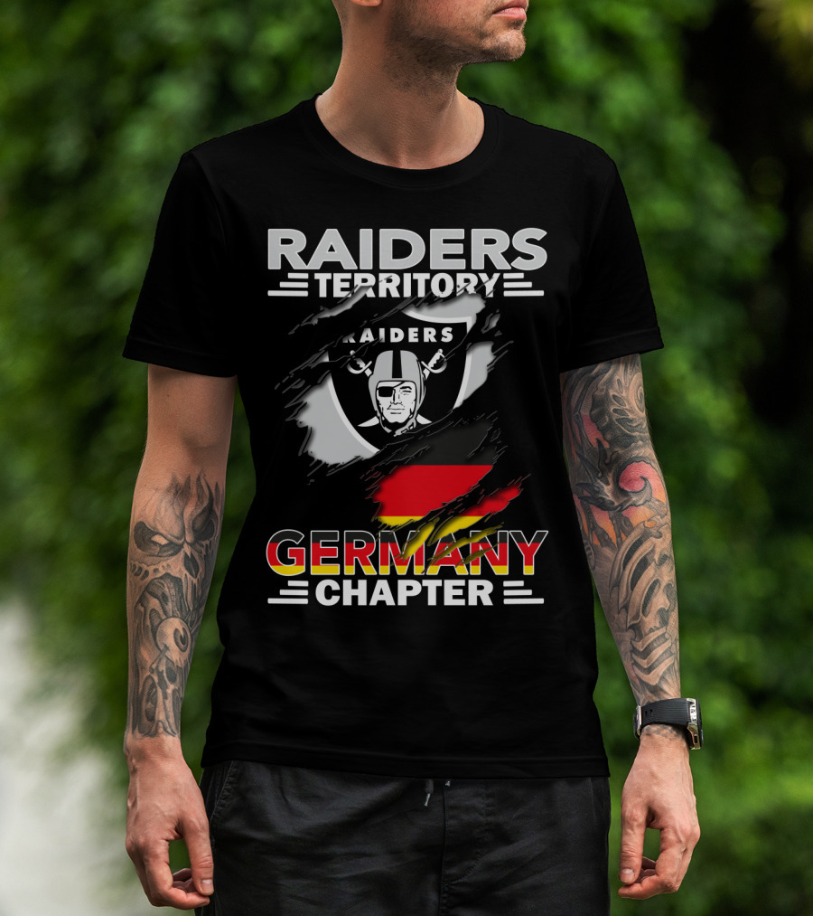Raiders Territory Germany Chapter Shield With Raiders Logo And National Colors T-Shirt