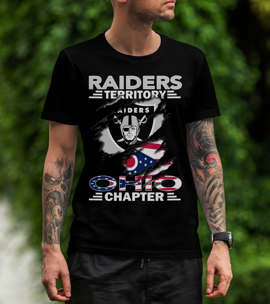 Raiders Territory Ohio Chapter With Ohio Flag And Raiders T-Shirt