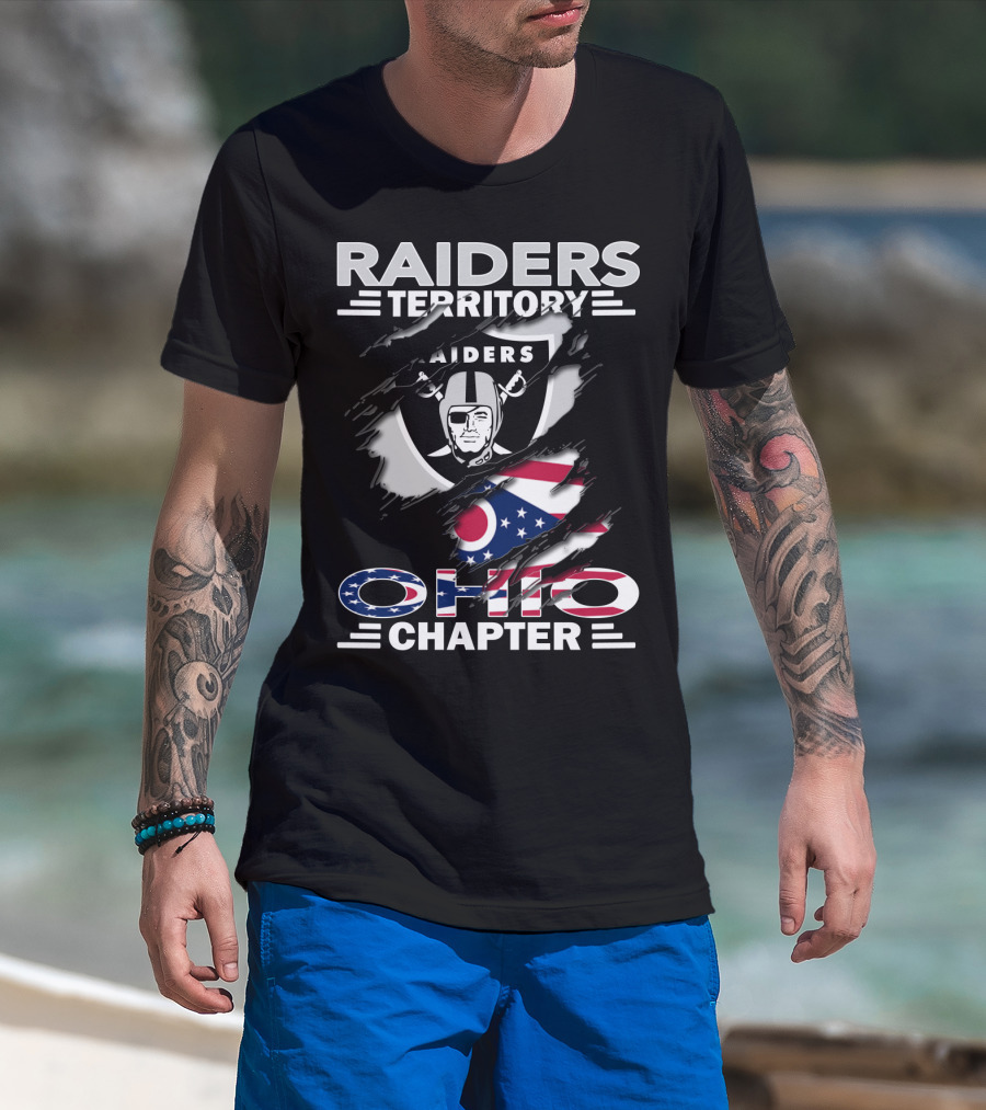 Raiders Territory Ohio Chapter With Ohio Flag And Raiders T-Shirt