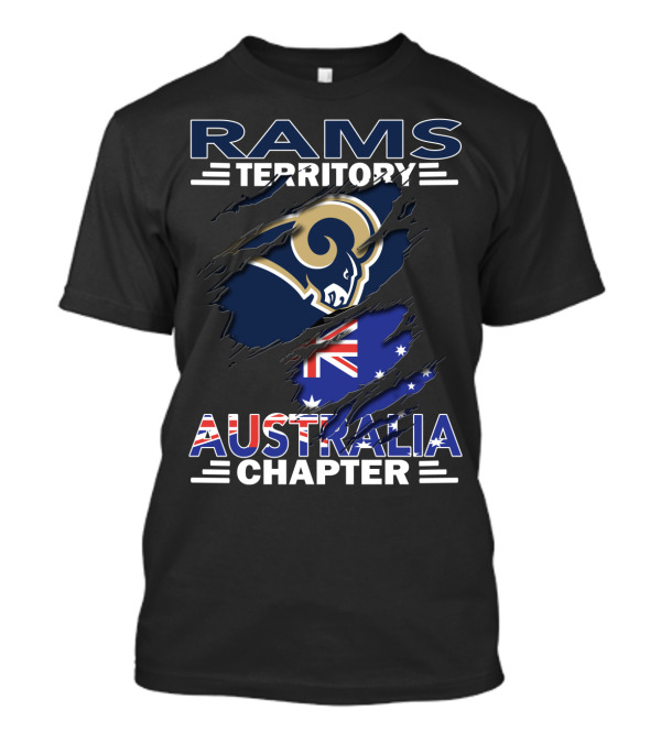 Rams Territory Australia Chapter With Rams Logo And Australian Flag T-Shirt