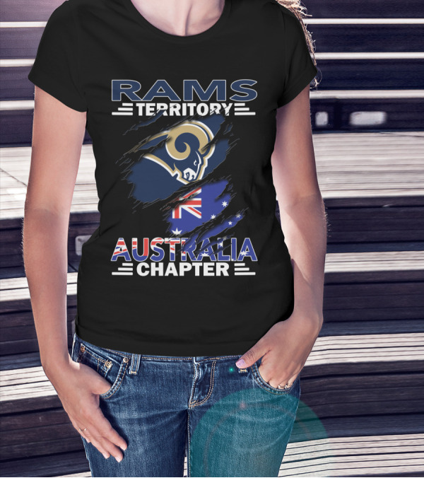 Rams Territory Australia Chapter With Rams Logo And Australian Flag T-Shirt