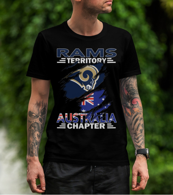 Rams Territory Australia Chapter With Rams Logo And Australian Flag T-Shirt