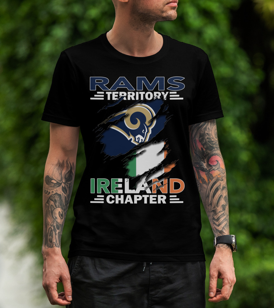 Rams Territory Ireland Chapter NFL Fan Logo With Irish Flag T-Shirt