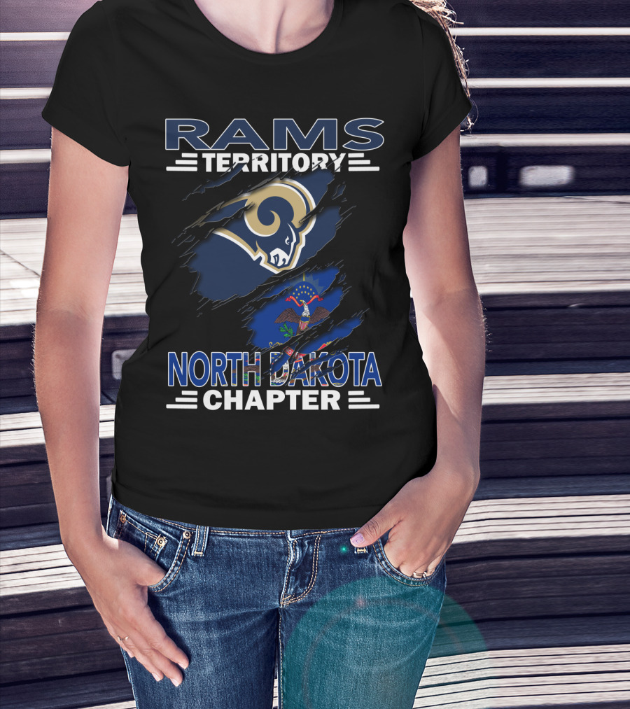 Rams Territory North Dakota Chapter With Rams Logo And State Flag Elements T-Shirt