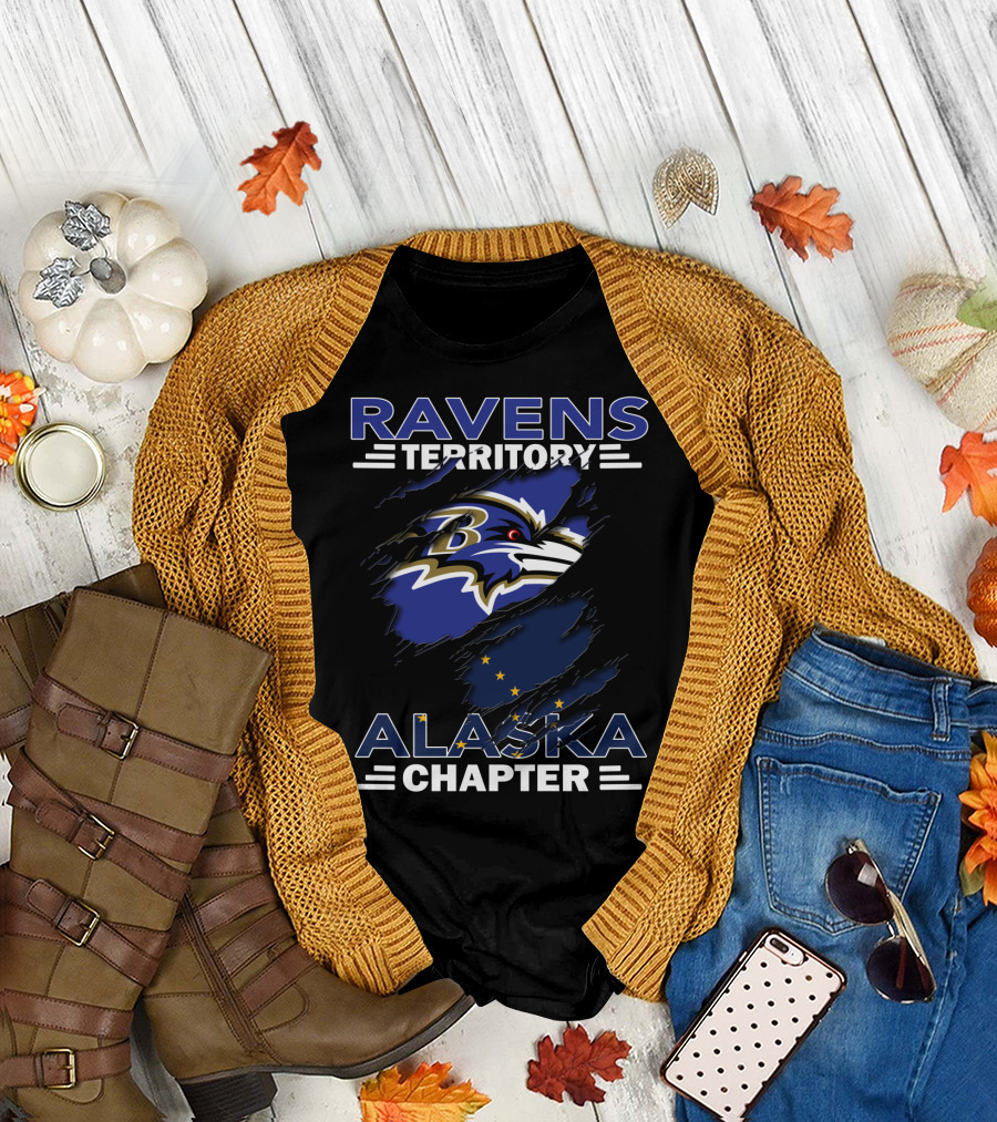 Ravens Territory Alaska Chapter Ravens Logo Alaska Flag Elements T-Shirt