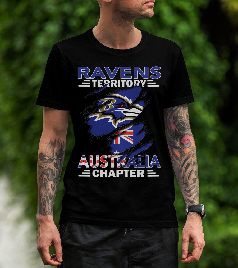 Ravens Territory Australia Chapter NFL Team Logo With Australian Flag T-Shirt