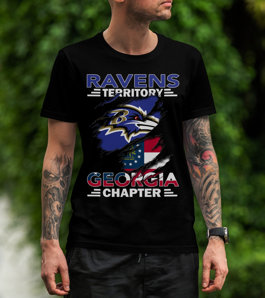 Ravens Territory Georgia Chapter Baltimore Team Fan Group Flag T-Shirt