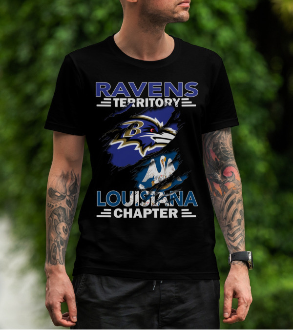 Ravens Territory Louisiana Chapter Baltimore Football Fan Club Cajun Pride T-Shirt