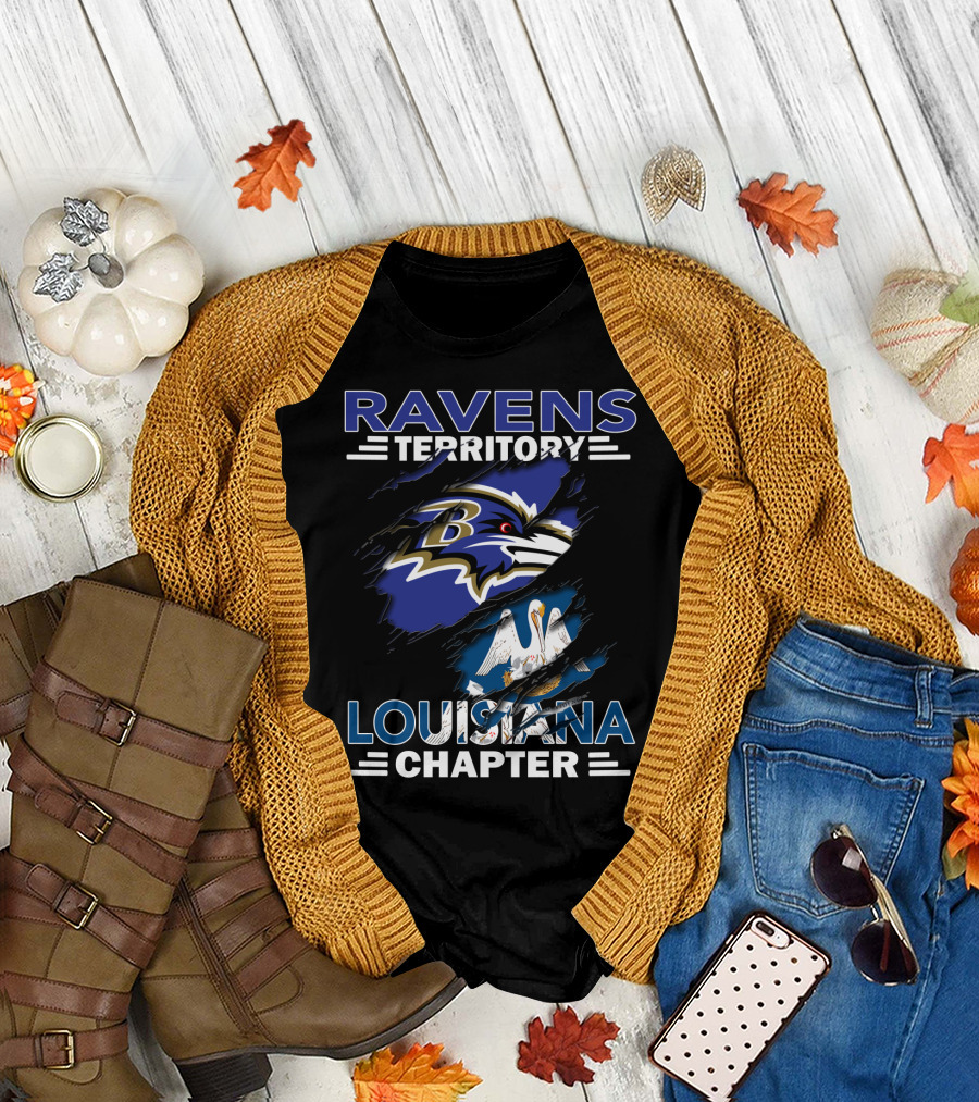 Ravens Territory Louisiana Chapter Baltimore Football Fan Club Cajun Pride T-Shirt