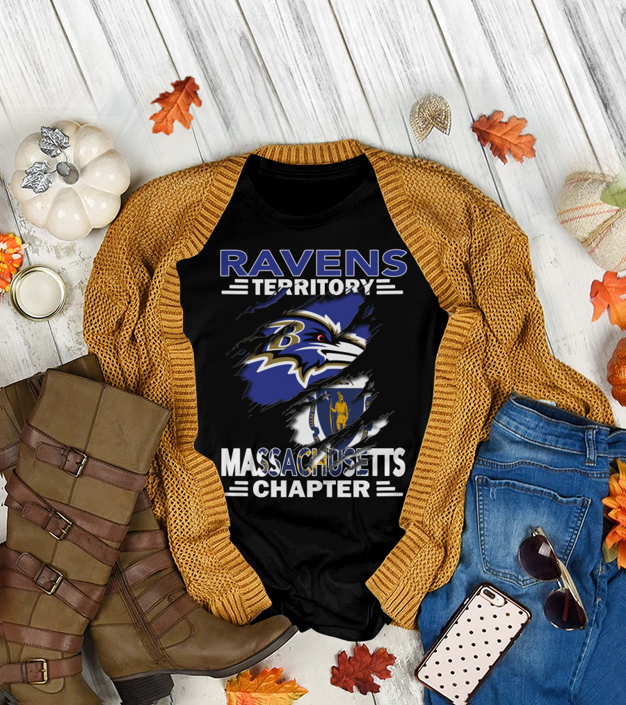 Ravens Territory Baltimore Logo Massachusetts Chapter T-Shirt