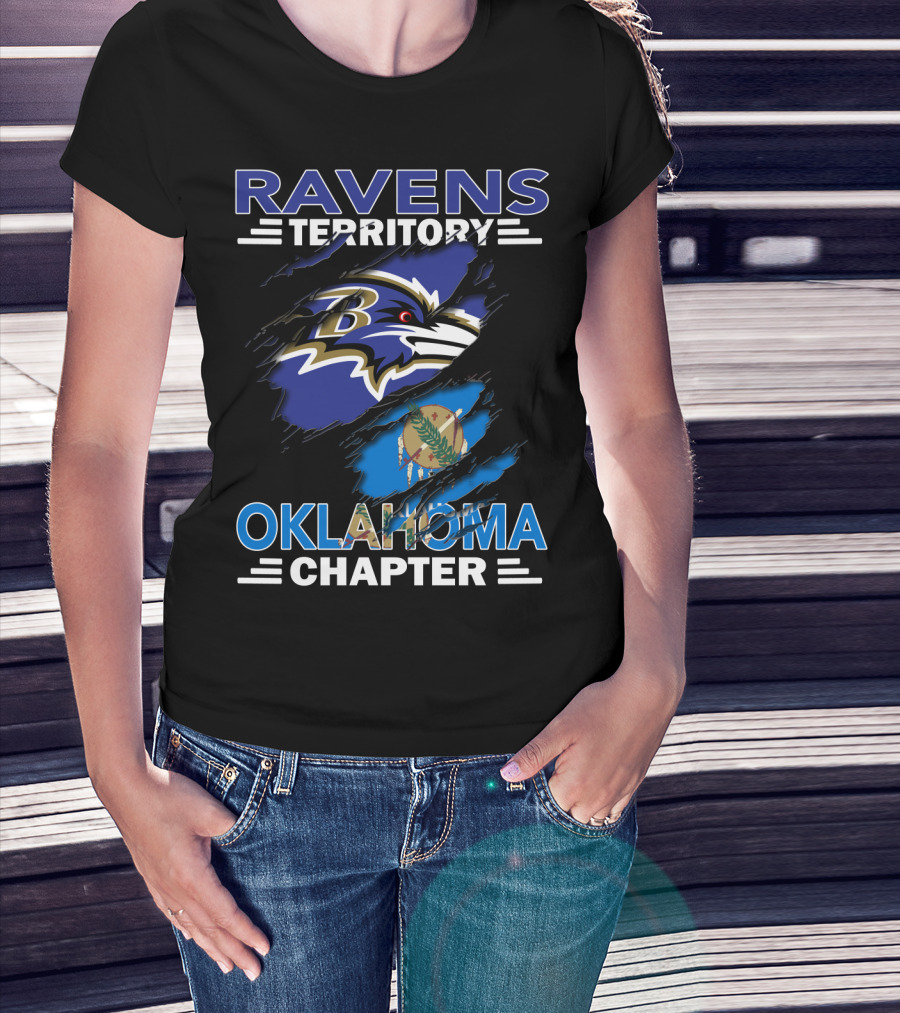 Ravens Territory Oklahoma Chapter Baltimore Football Fan Club T-Shirt